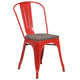 Red |#| Red Metal Stackable Chair with Wood Seat - Restaurant Chair - Bistro Chair