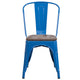 Blue |#| Blue Metal Stackable Chair with Wood Seat - Restaurant Chair - Bistro Chair