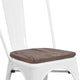 White |#| White Metal Stackable Chair with Wood Seat - Restaurant Chair - Bistro Chair