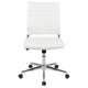 White |#| Mid-Back Armless White LeatherSoft Ribbed Executive Swivel Office Chair