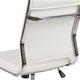 White |#| Mid-Back Armless White LeatherSoft Ribbed Executive Swivel Office Chair