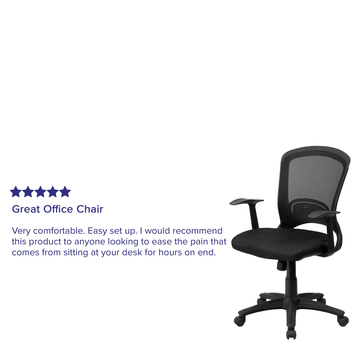 Mid-Back Designer Black Mesh Swivel Task Office Chair with Arms