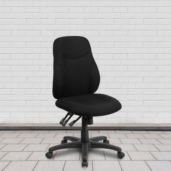 Mid-Back Black Fabric Multifunction Swivel Ergonomic Chair with Back Adjustment