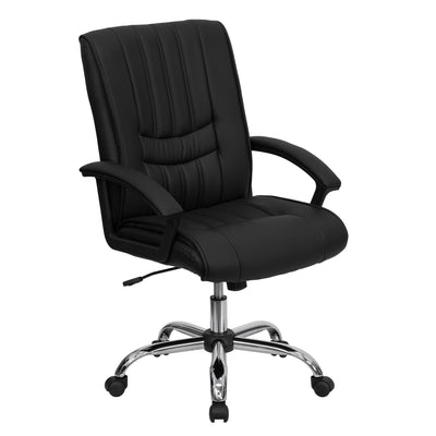 Mid-Back LeatherSoftSoft Swivel Manager's Office Chair with Arms