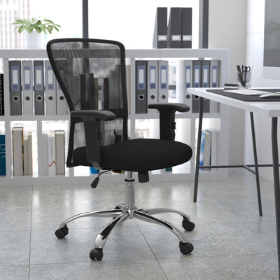 Mid-Back Mesh Contemporary Swivel Task Office Chair with Chrome Base and Adjustable Arms