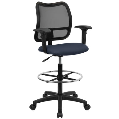 Mid-Back Mesh Drafting Chair with Adjustable Arms - View 1