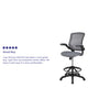 Dark Gray |#| Mid-Back Dark Gray Mesh Ergonomic Drafting Chair with Foot Ring and Flip-Up Arms