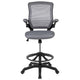 Dark Gray |#| Mid-Back Dark Gray Mesh Ergonomic Drafting Chair with Foot Ring and Flip-Up Arms