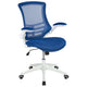 Blue Mesh/White Frame |#| Mid-Back Blue Mesh Ergonomic Task Office Chair, White Frame - Flip-Up Arms
