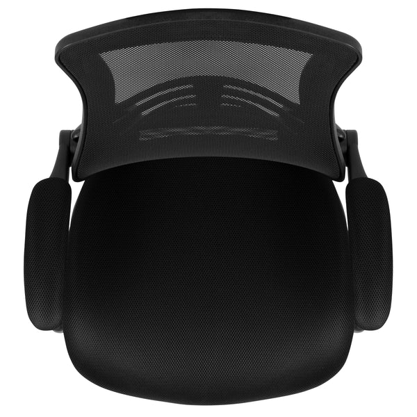 Black Mesh/Black Frame |#| Mid-Back Black Mesh Swivel Ergonomic Task Office Chair with Flip-Up Arms