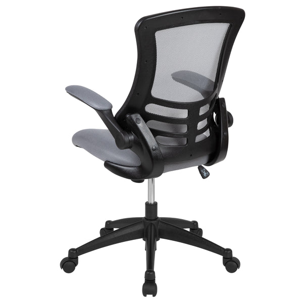 Dark Gray Mesh/Black Frame |#| Mid-Back Dark Gray Mesh Swivel Ergonomic Task Office Desk Chair - Flip-Up Arms