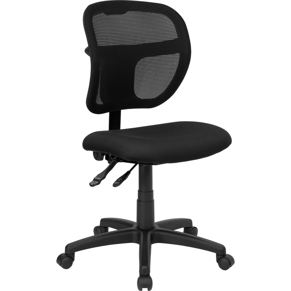 Black |#| Mid-Back Black Mesh Swivel Task Office Chair with Back Height Adjustment