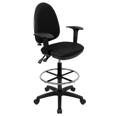 Mid-Back Multi-Functional Ergonomic Drafting Chair with Adjustable Lumbar Support and Height Adjustable Arms