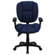 Navy Blue Fabric |#| Mid-Back Navy Blue Fabric Multifunction Office Chair with Pillow Top Cushioning