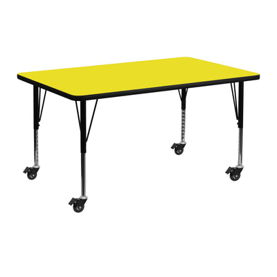 Mobile 24''W x 48''L Rectangular HP Laminate Activity Table - Height Adjustable Short Legs - View 1
