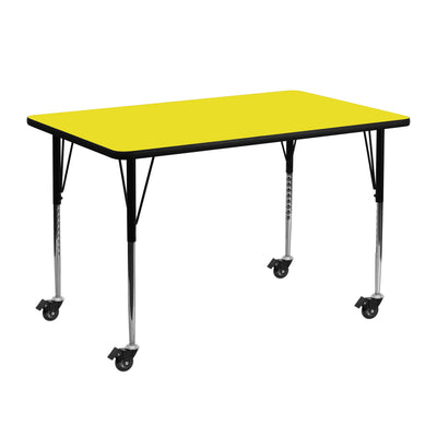 Mobile 24''W x 48''L Rectangular HP Laminate Activity Table - Standard Height Adjustable Legs - View 1