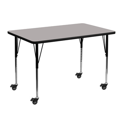 Mobile 30''W x 48''L Rectangular HP Laminate Activity Table - Standard Height Adjustable Legs