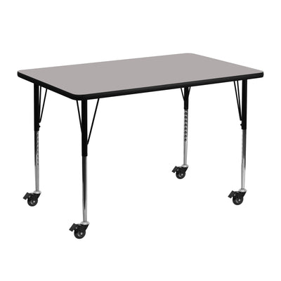 Mobile 30''W x 48''L Rectangular HP Laminate Activity Table - Standard Height Adjustable Legs - View 1