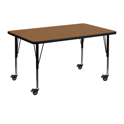 Mobile 30''W x 48''L Rectangular Thermal Laminate Activity Table - Height Adjustable Short Legs - View 1