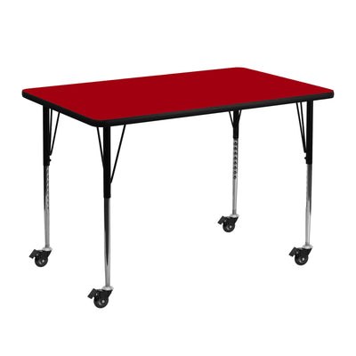 Mobile 30''W x 48''L Rectangular Thermal Laminate Activity Table - Standard Height Adjustable Legs - View 1