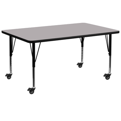 Mobile 30''W x 72''L Rectangular Thermal Laminate Activity Table - Height Adjustable Short Legs - View 1