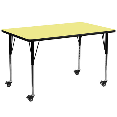 Mobile 30''W x 72''L Rectangular Thermal Laminate Activity Table - Standard Height Adjustable Legs - View 1