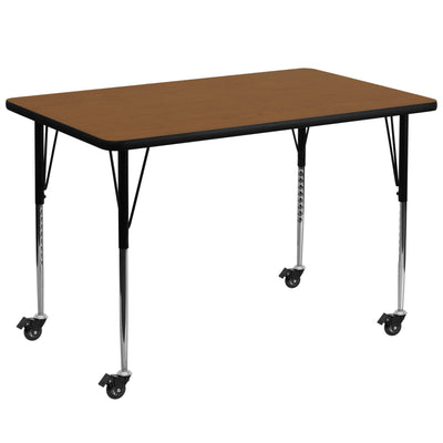 Mobile 36''W x 72''L Rectangular HP Laminate Activity Table - Standard Height Adjustable Legs - View 1