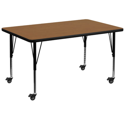 Mobile 36''W x 72''L Rectangular Thermal Laminate Activity Table - Height Adjustable Short Legs - View 1