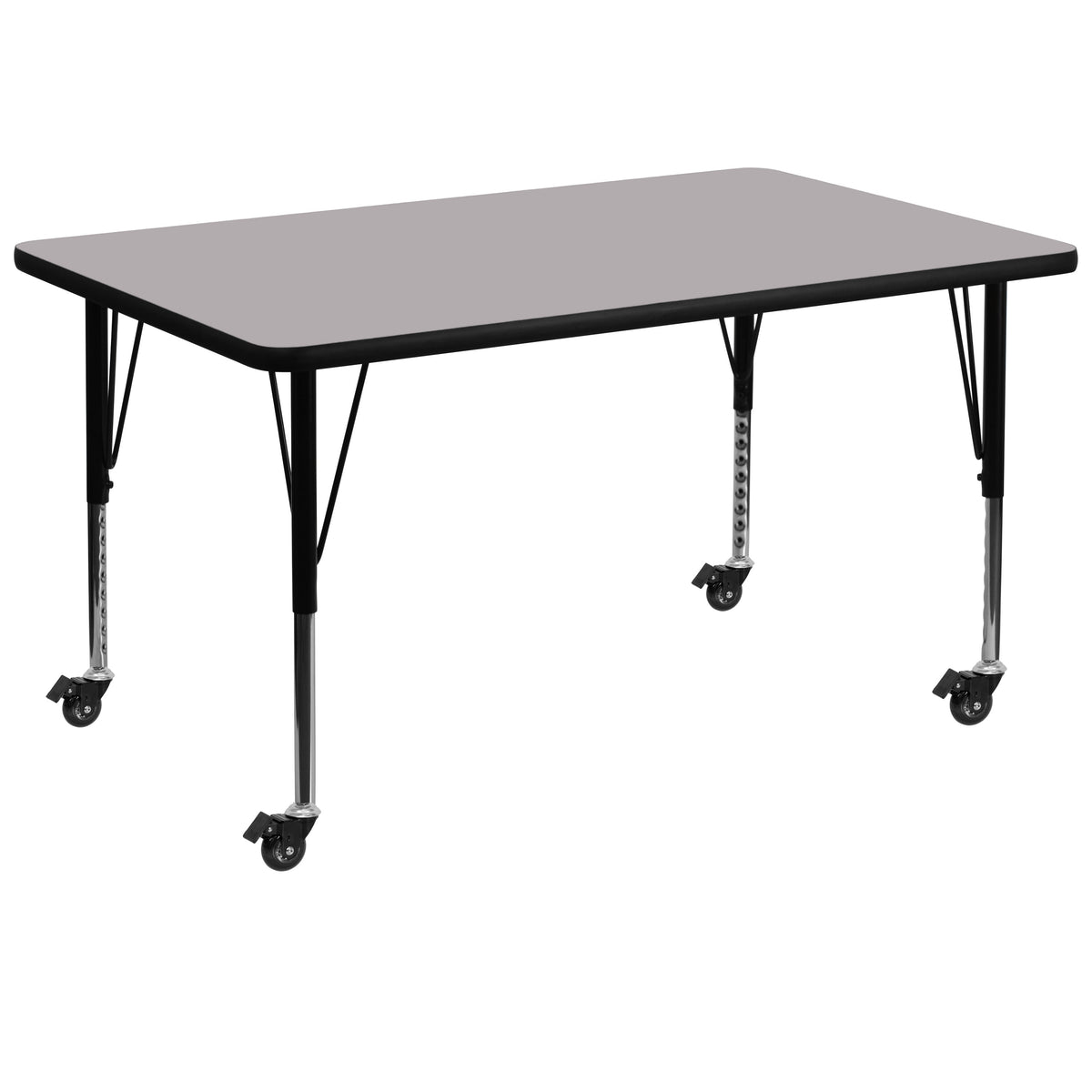 Gray |#| Mobile 36inchW x 72inchL Rectangular Grey Thermal Laminate Adjustable Activity Table