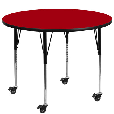 Mobile 42'' Round Thermal Laminate Activity Table - Standard Height Adjustable Legs - View 1