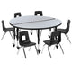 Grey |#| Mobile 47.5inch Circle Wave Activity Table Set-12inch Student Stack Chairs, Grey/Black