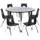 Grey |#| Mobile 47.5inch Circle Wave Activity Table Set-18inch Student Stack Chairs, Grey/Black