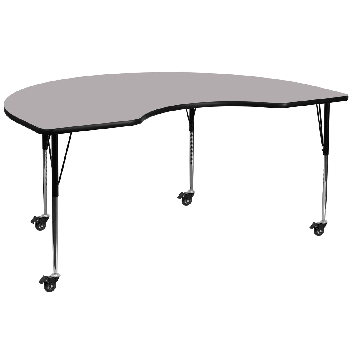 Gray |#| Mobile 48inchW x 72inchL Kidney Grey Thermal Laminate Adjustable Activity Table