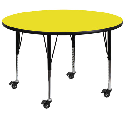 Mobile 48'' Round HP Laminate Activity Table - Height Adjustable Short Legs - View 1