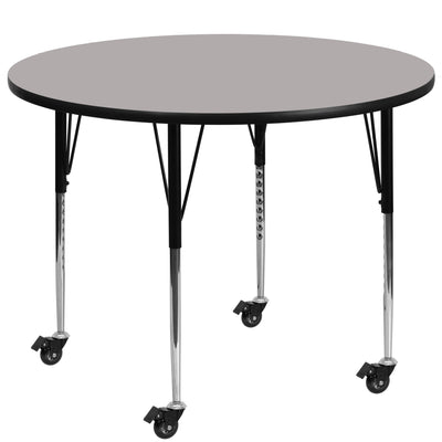 Mobile 48'' Round HP Laminate Activity Table - Standard Height Adjustable Legs - View 1