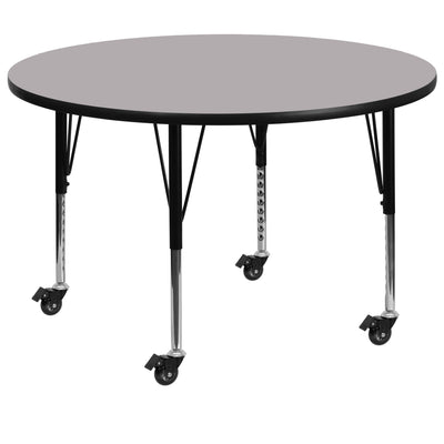 Mobile 48'' Round Thermal Laminate Activity Table - Height Adjustable Short Legs - View 1