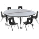 Grey |#| Mobile 60inch Circle Wave Activity Table Set-12inch Student Stack Chairs, Grey/Black