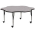 Mobile 60'' Flower Thermal Laminate Activity Table - Height Adjustable Short Legs