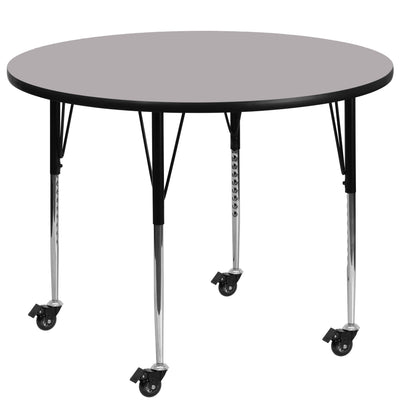 Mobile 60'' Round Thermal Laminate Activity Table - Standard Height Adjustable Legs - View 1
