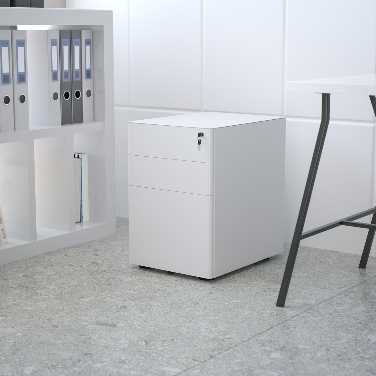 White |#| Modern 3-Drawer Mobile Locking Filing Cabinet Storage Organizer-White