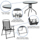 Black |#| 6 Piece Black Patio Garden Set with Umbrella Table and Set of 4 Folding Chairs