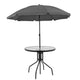 Black |#| 6 Piece Black Patio Garden Set with Umbrella Table and Set of 4 Folding Chairs