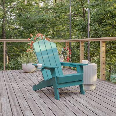 Newport Adirondack Chair with Cup Holder, Weather Resistant HDPE Adirondack Chair - View 2