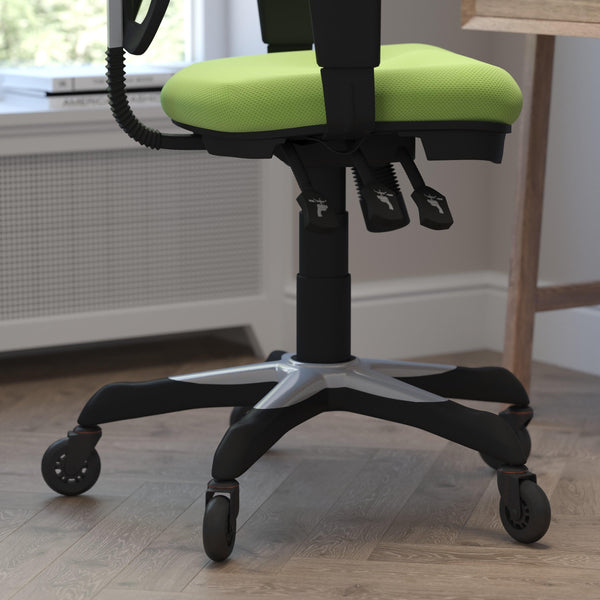 Green/Black Frame |#| Mid-Back Ergonomic Multifunction Mesh Chair with Polyurethane Wheels-Green