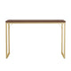Walnut Top/Polished Brass Frame |#| Walnut Wood Grain Parsons Desk with Polished Brass Metal Frame