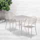 Light Gray |#| 28inch Square Lt Gray Indoor-Outdoor Steel Patio Table Set - 2 Round Back Chairs