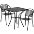 Oia Commercial Grade 28" Square Indoor-Outdoor Steel Patio Table Set with 2 Round Back Chairs