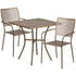 Oia Commercial Grade 28" Square Indoor-Outdoor Steel Patio Table Set with 2 Square Back Chairs