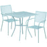Oia Commercial Grade 28" Square Indoor-Outdoor Steel Patio Table Set with 2 Square Back Chairs