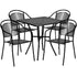 Oia Commercial Grade 28" Square Indoor-Outdoor Steel Patio Table Set with 4 Round Back Chairs